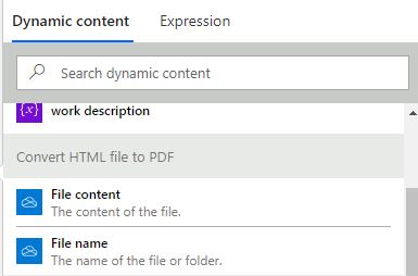 save pdf to onedrive using dynamic content